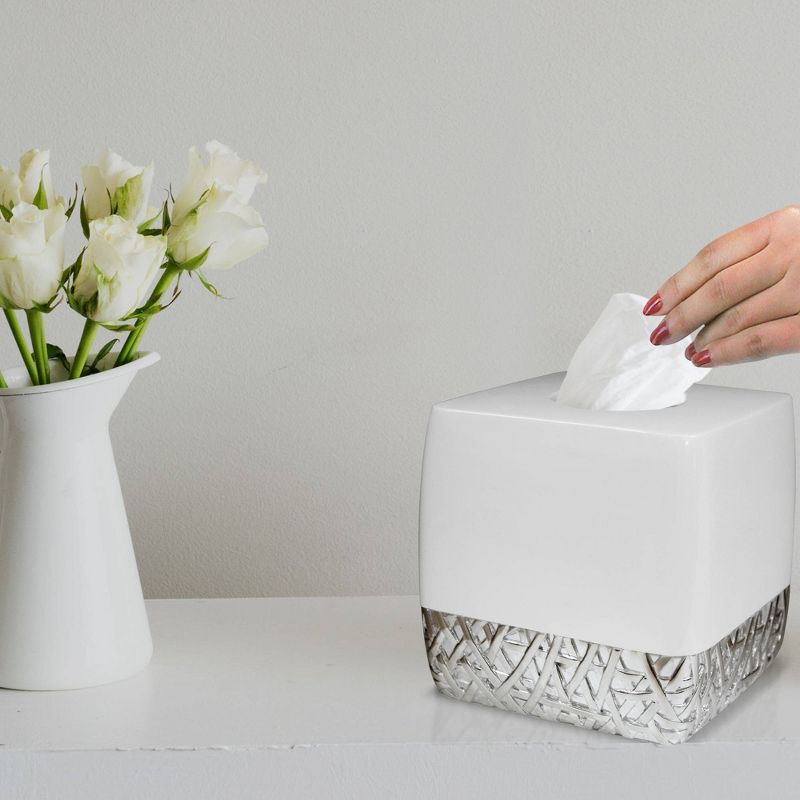 9pc Bali Resin Bath Accessory Set for Vanity Counter Tops White - Nu Steel