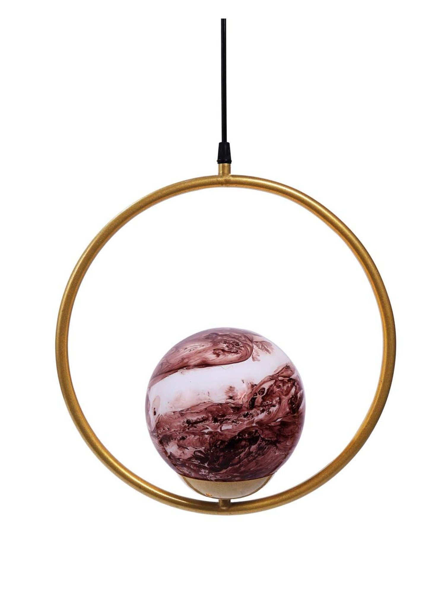 Homesake Exclusive Brown & Golden Metal Round Lampshade with Pendant Indoor Hanging Light - Set of 1