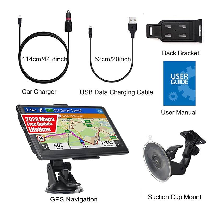 GPS Navigation for Truck RV Car 7 Inch  GPS Navigation System GPS for Truck Drivers Commercial 2021 Maps with Free Lifetime Update Spoken TurnbyTurn Directions Driver Alerts