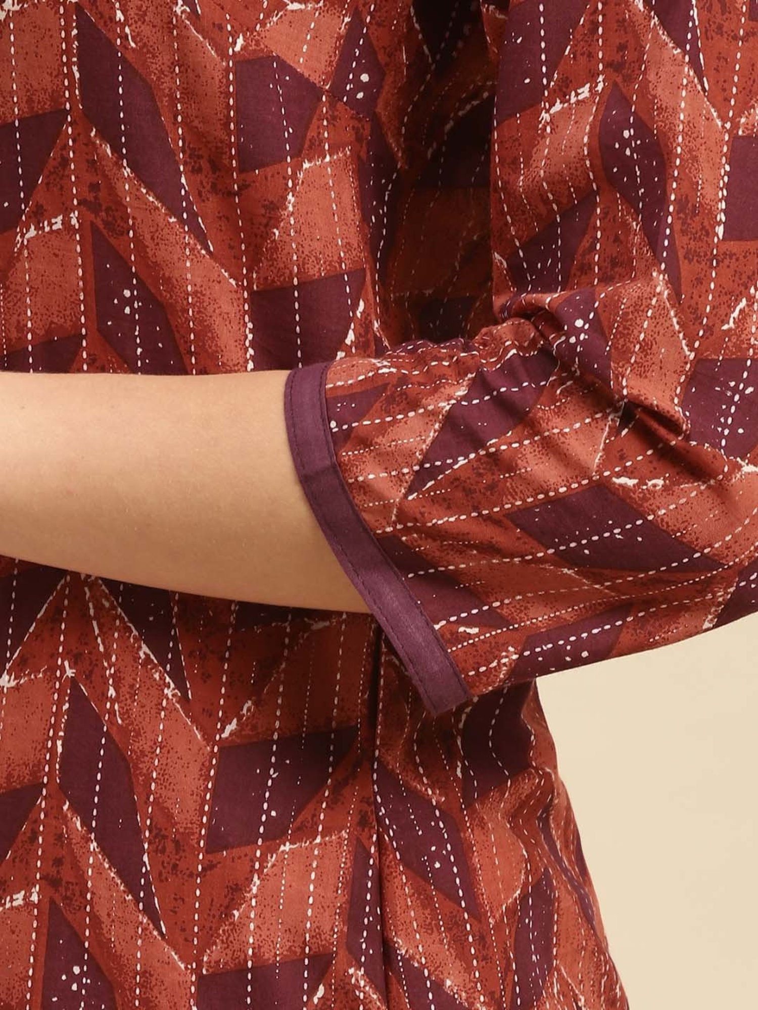 Rangita Pink & Brown Cotton Printed Straight Kurta - Pack Of 2