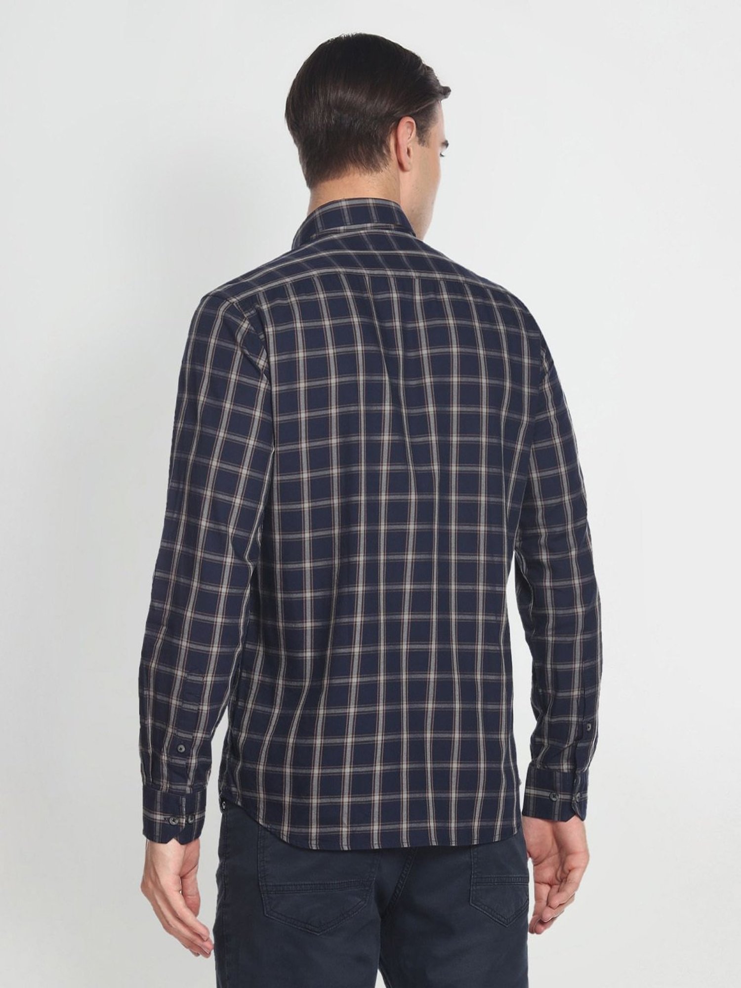 Arrow Sport Blue Cotton Slim Fit Checks Shirt