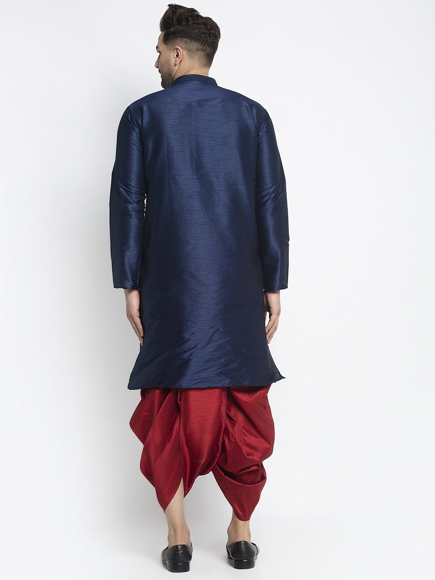 Benstoke Navy Blue & Maroon Regular Fit Kurta Set