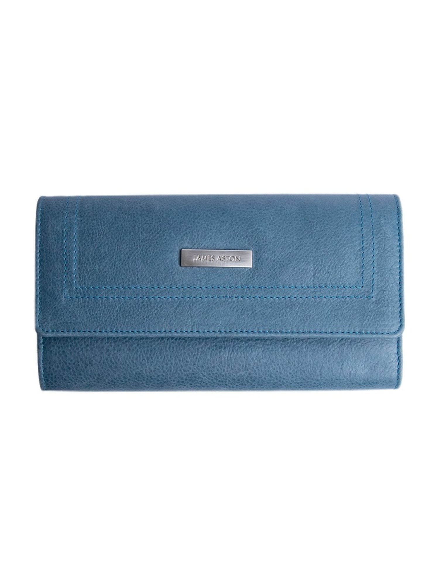 James Aston Gloria Ocean Blue Leather Clutch