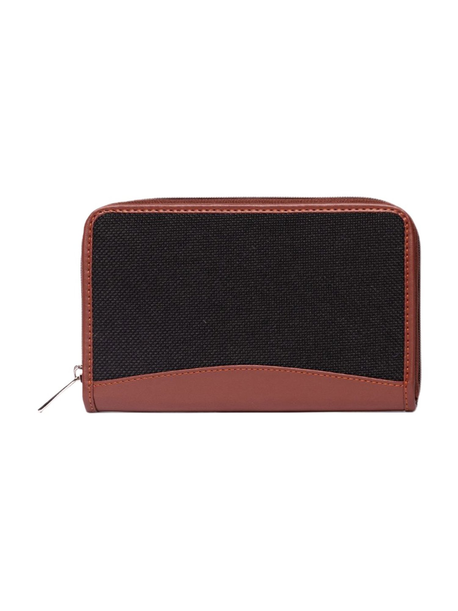 ZOUK Jet Black Jet Black Printed Zip Around Wallet for Women