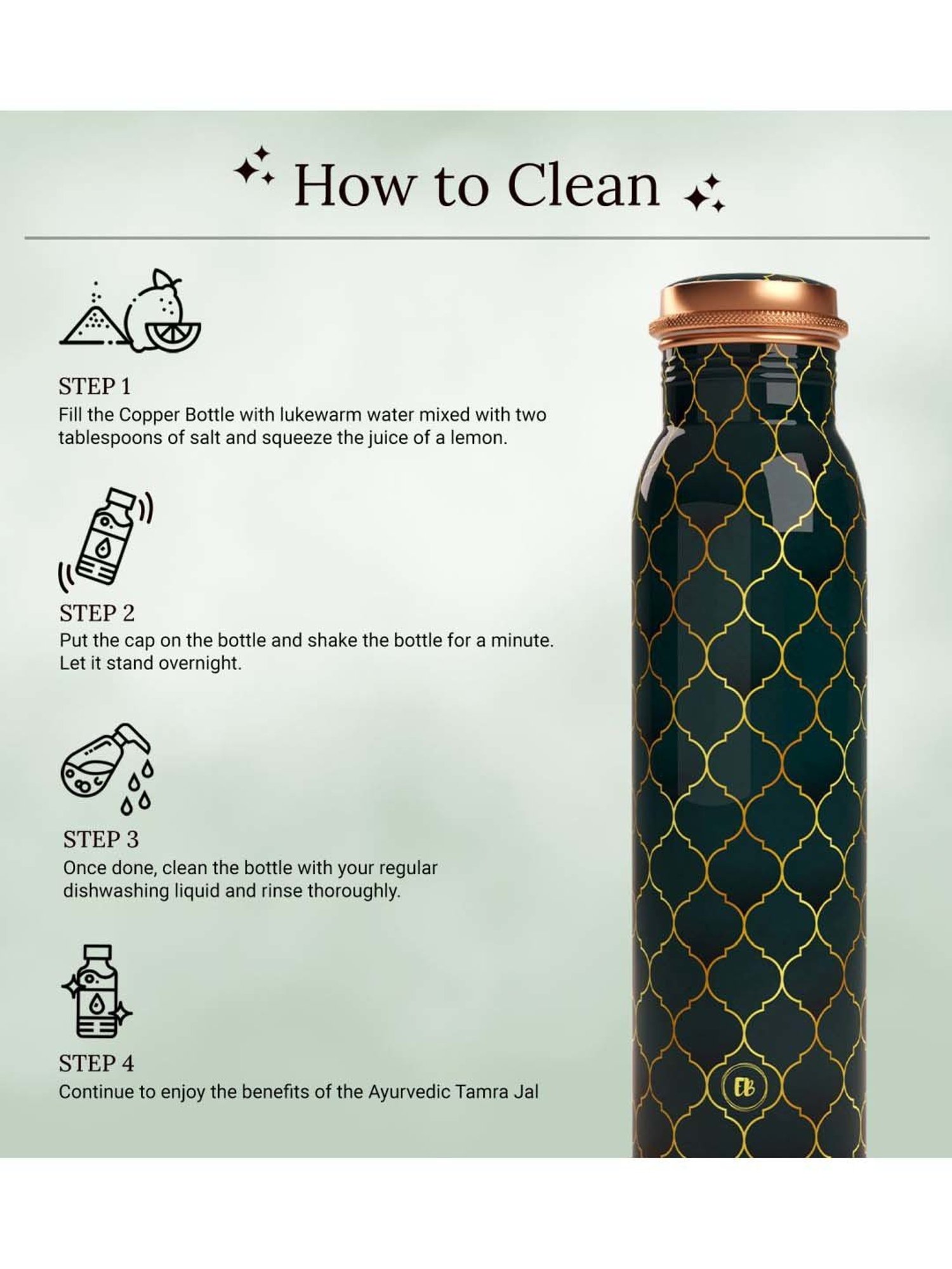 Everything Beautiful Dark Green Copper Water Bottle - Standard (0.9 L)
