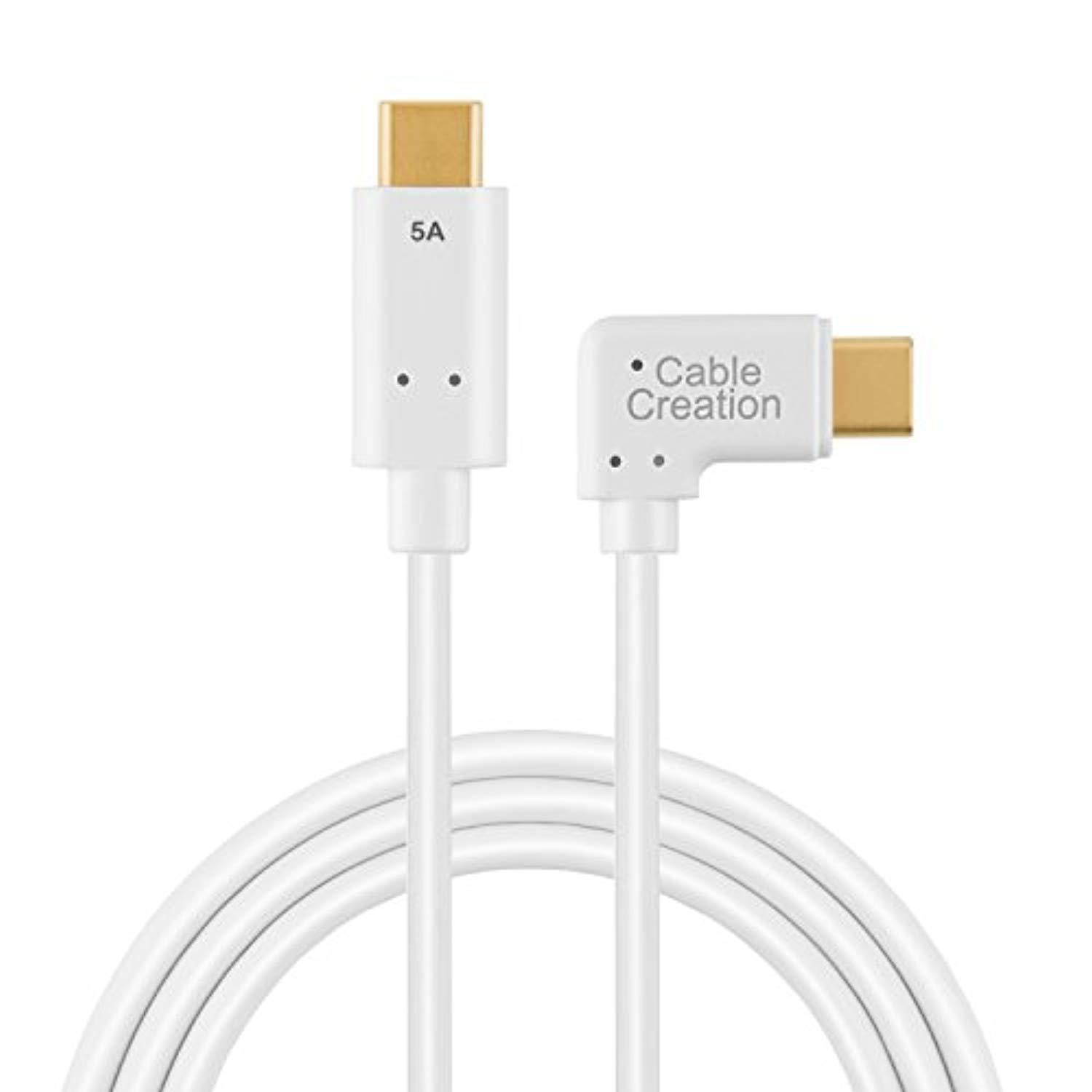 usb type c cable(5a), cablecreation usb c to left angle usb c fast charging cable, support 100w power delivery, compatible with