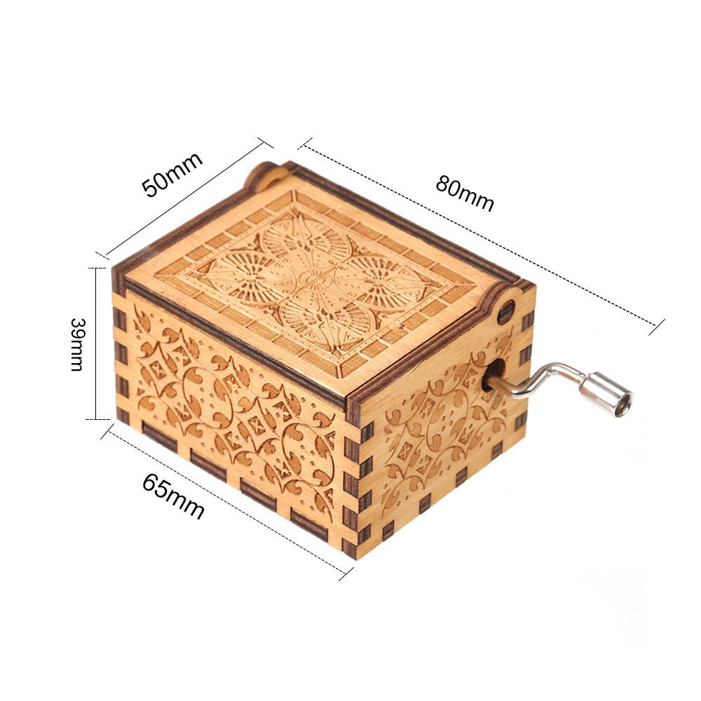 Wood Music Box Mini Vintage Engraved Hand-Operated Musical Box Birthday Christmas Valentine's Day Exquisite Gift