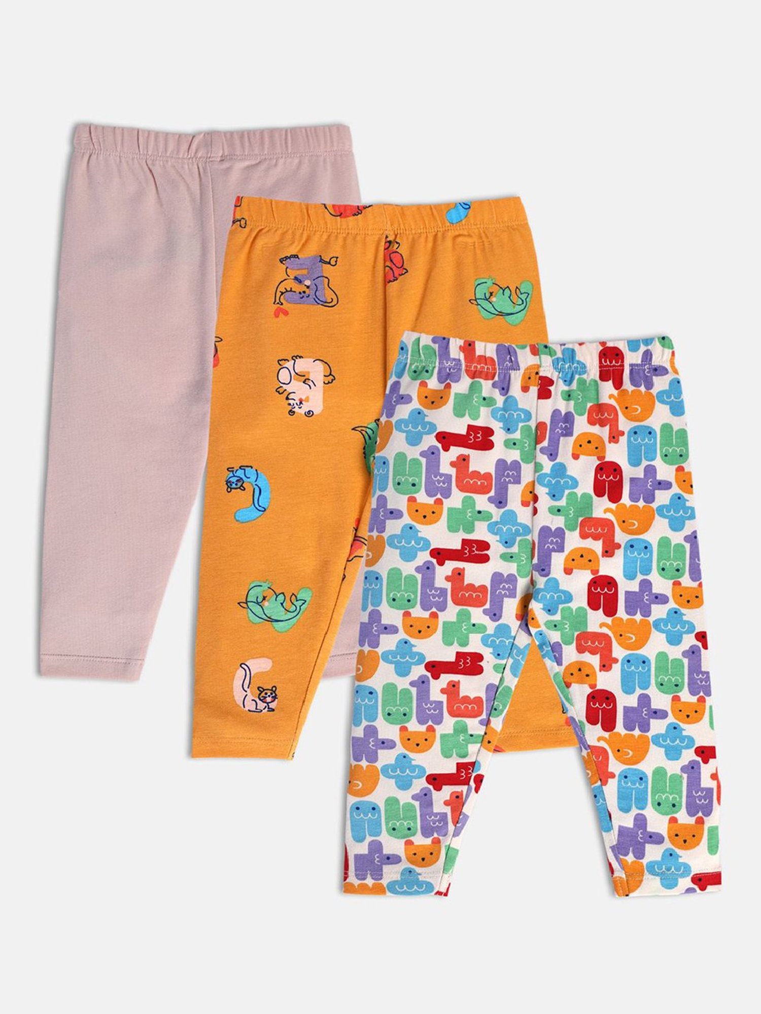 MINIKLUB Kids Multicolor Printed Leggings (Pack Of 3)