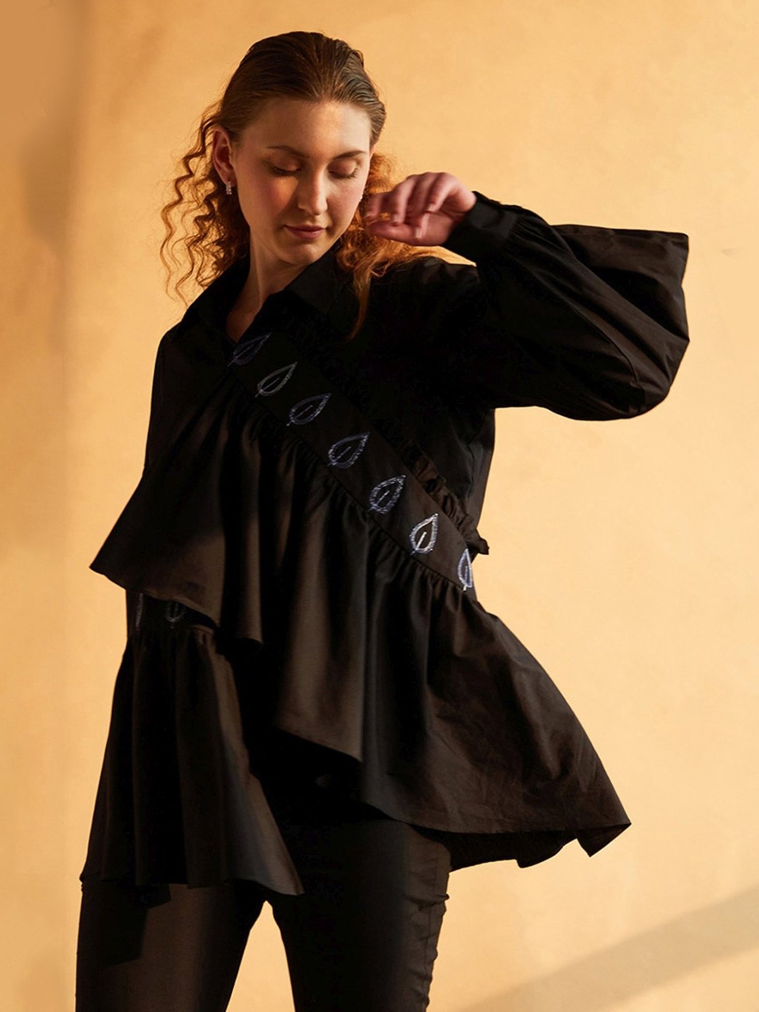 House of Manaa Black Layered Shirt