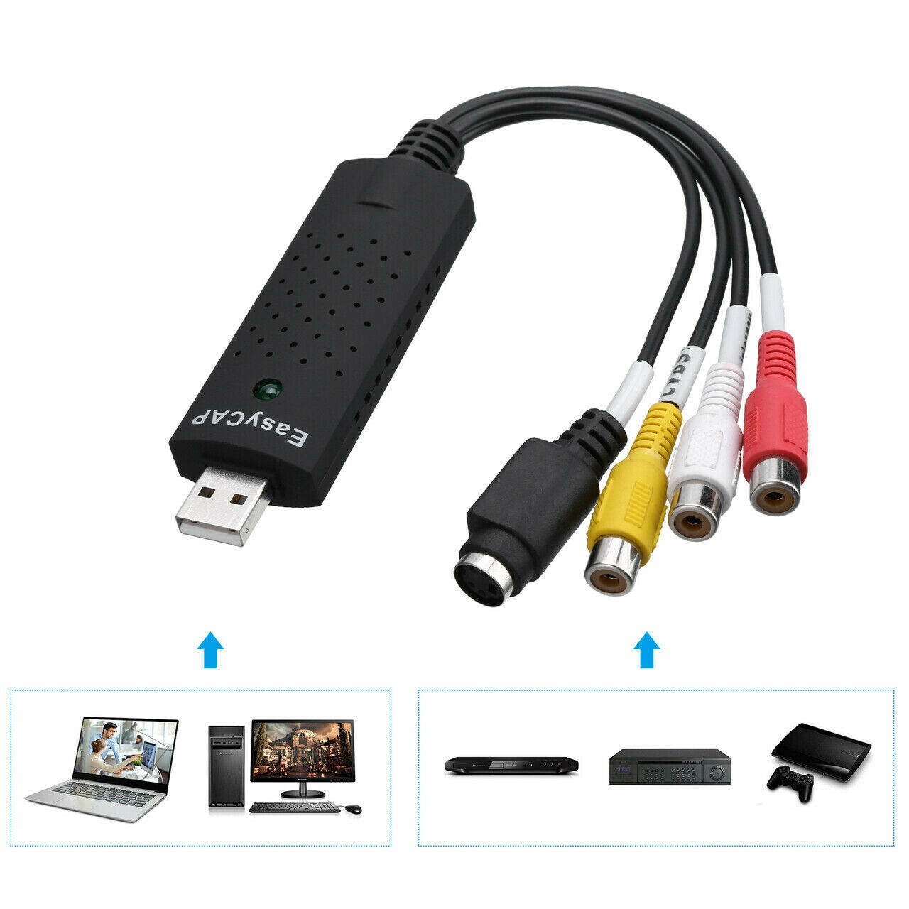 USB 2.0 Audio TV Video VHS to DVD PC HDD Converter Capture Adapter 1in4