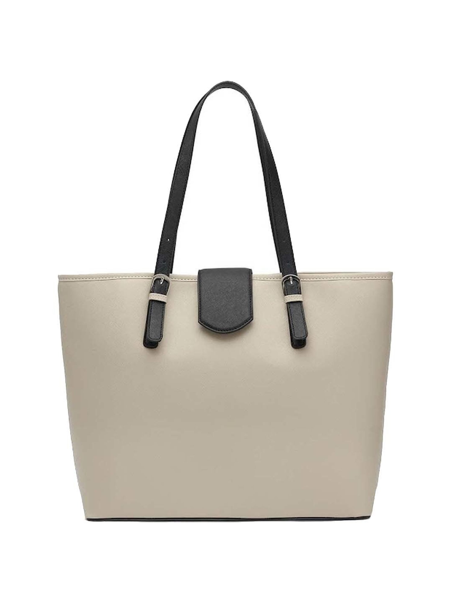 Miraggio Beige Solid Large Tote Handbag