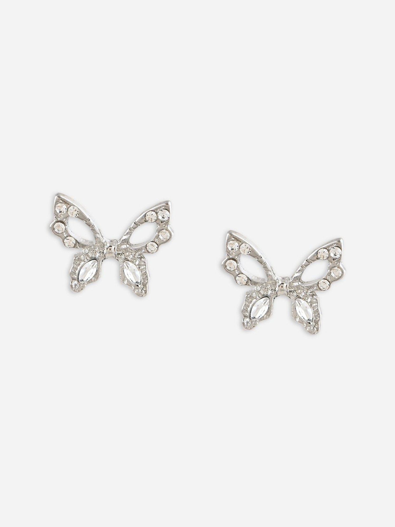 ToniQ Silver Plated CZ Bufferfly pearl Studs Earrings for Women