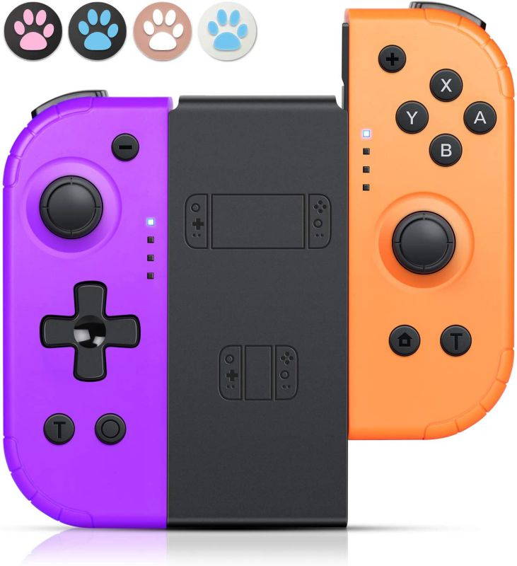 Switch controller for Nintendo Switch, Switch Extra Controllers to Replace Joy Con Controller, Wake Up Function, dual vibration, 6-axis gyroscope (T22-purple/orange)