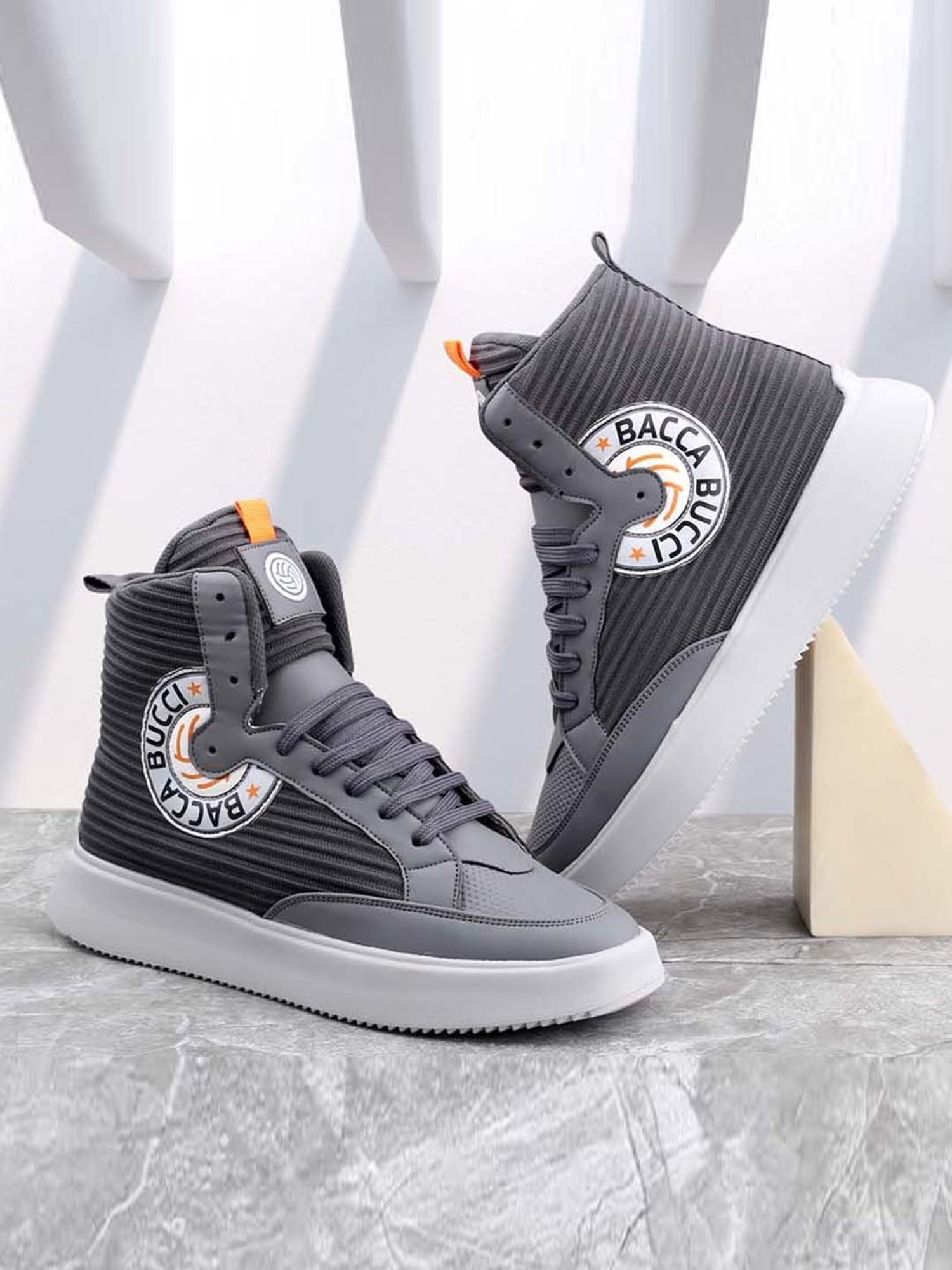 Bacca Bucci Men's STREETHULK Grey Ankle High Sneakers