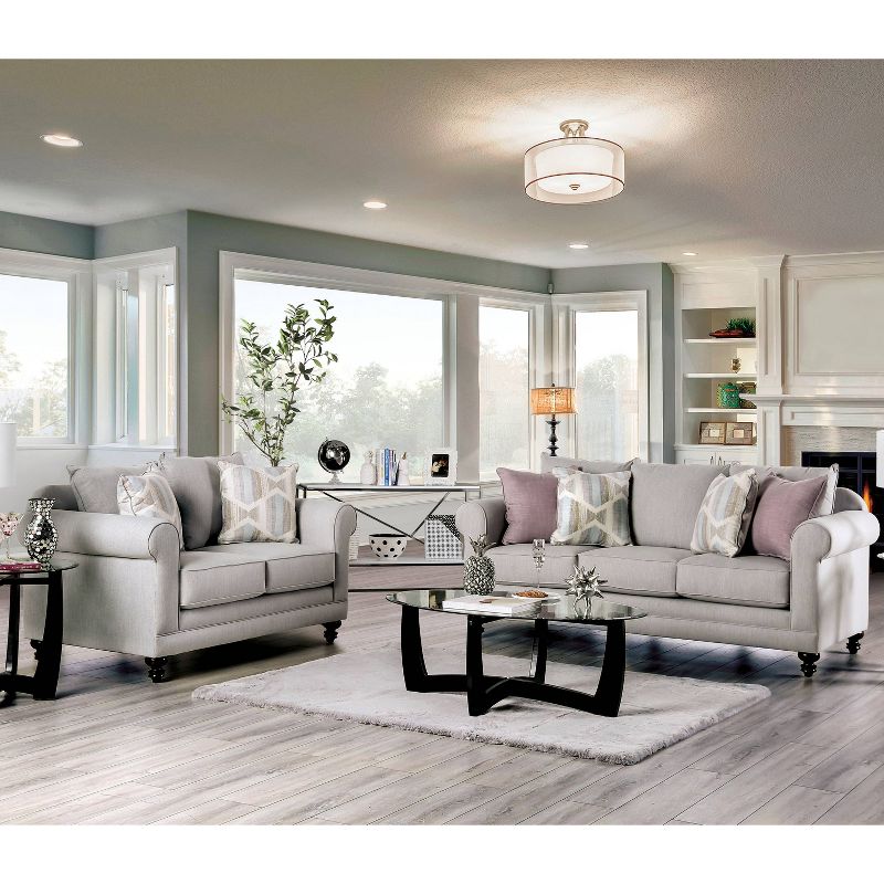2pc Cohassette Transitional Loveseat and Sofa Set Light Gray/Powder Blue/Pale Plum - HOMES: Inside + Out