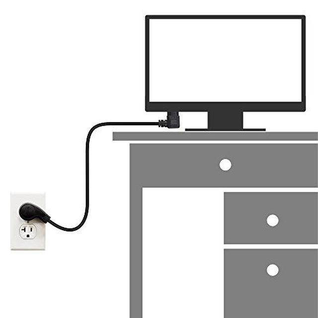Cable Matters 2-Pack 16 AWG Low Profile Right Angle Power Cord (Power Cable) 6 Feet (NEMA 5-15P to Angled IEC C13)
