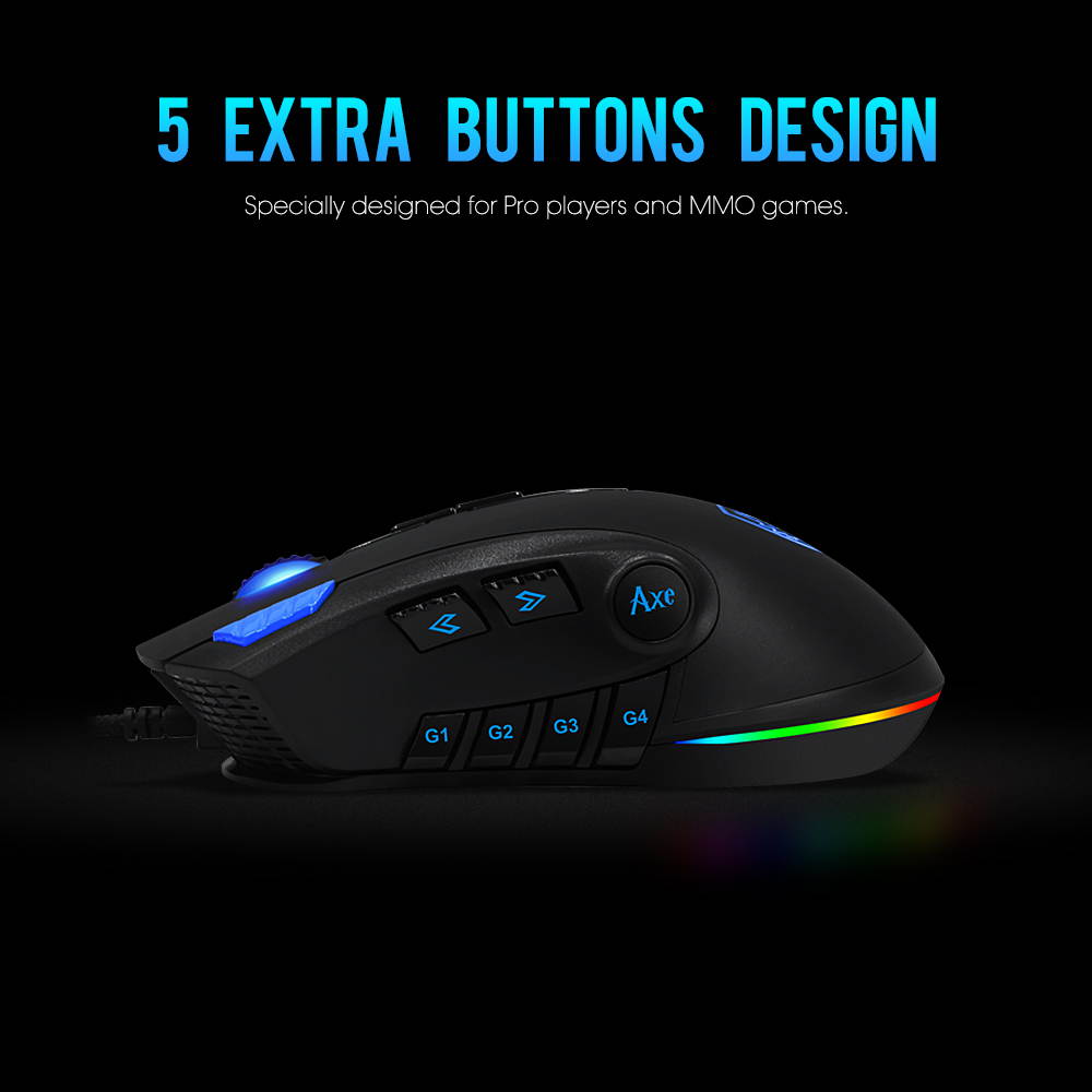 SADES Axe Gaming Mouse 10000 DPI Detachable Weight 12 Buttons Optical RGB Lighting  For FPS&MOBA Gamers