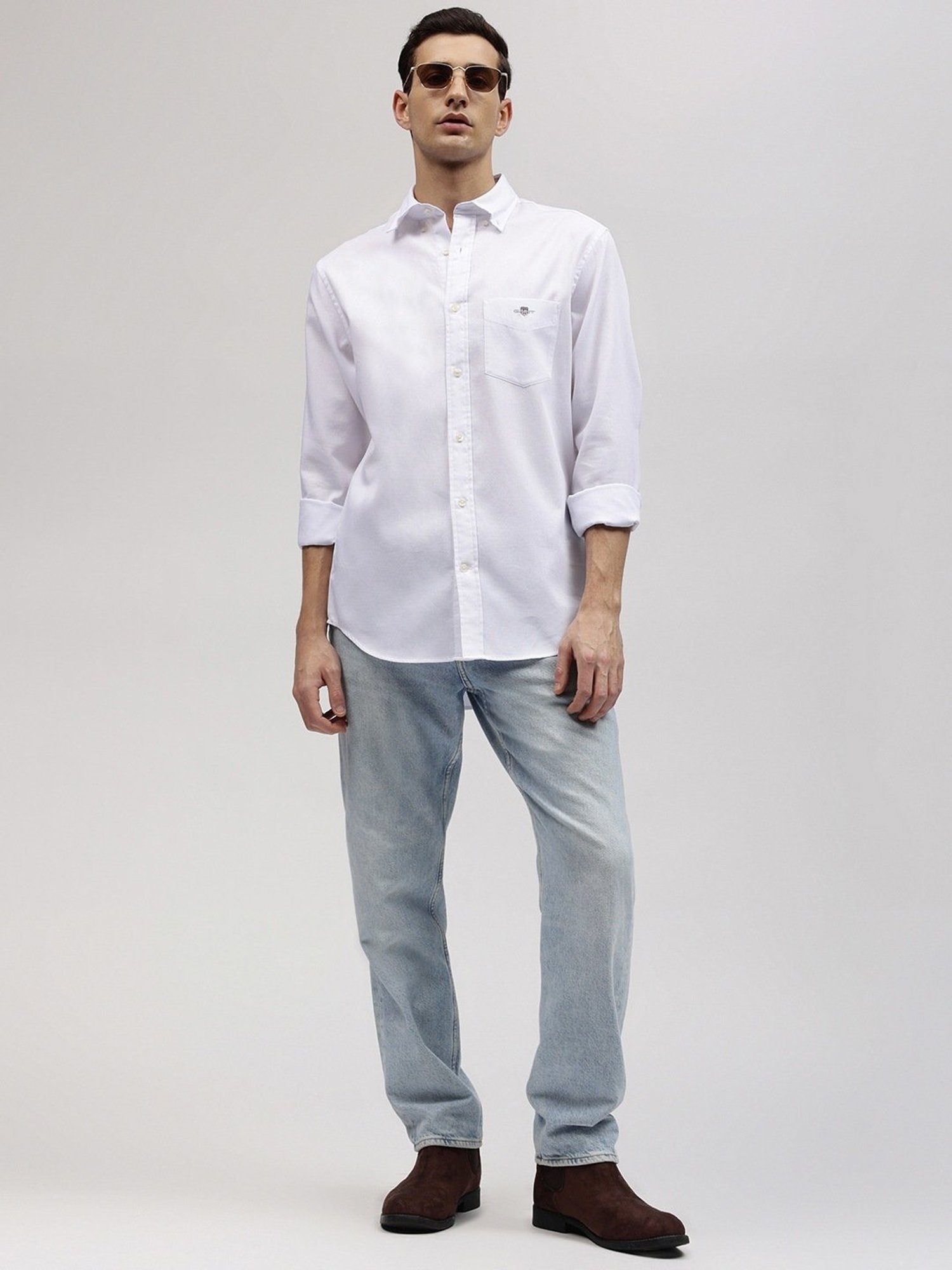 GANT Solid Button Down Regular Fit Shirt