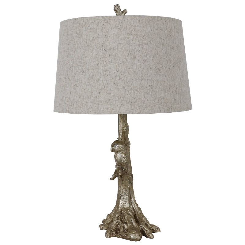27" Textured Resin Owl Table Lamp Silverleaf - Decor Therapy