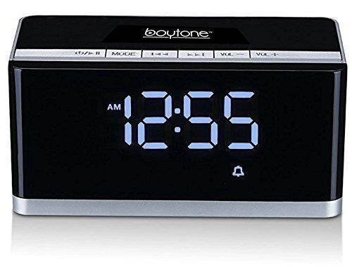 Boytone Bluetooth 4.1 Portable Alarm Clock Radio Wireless Speaker, Digital FM (BT-86C)