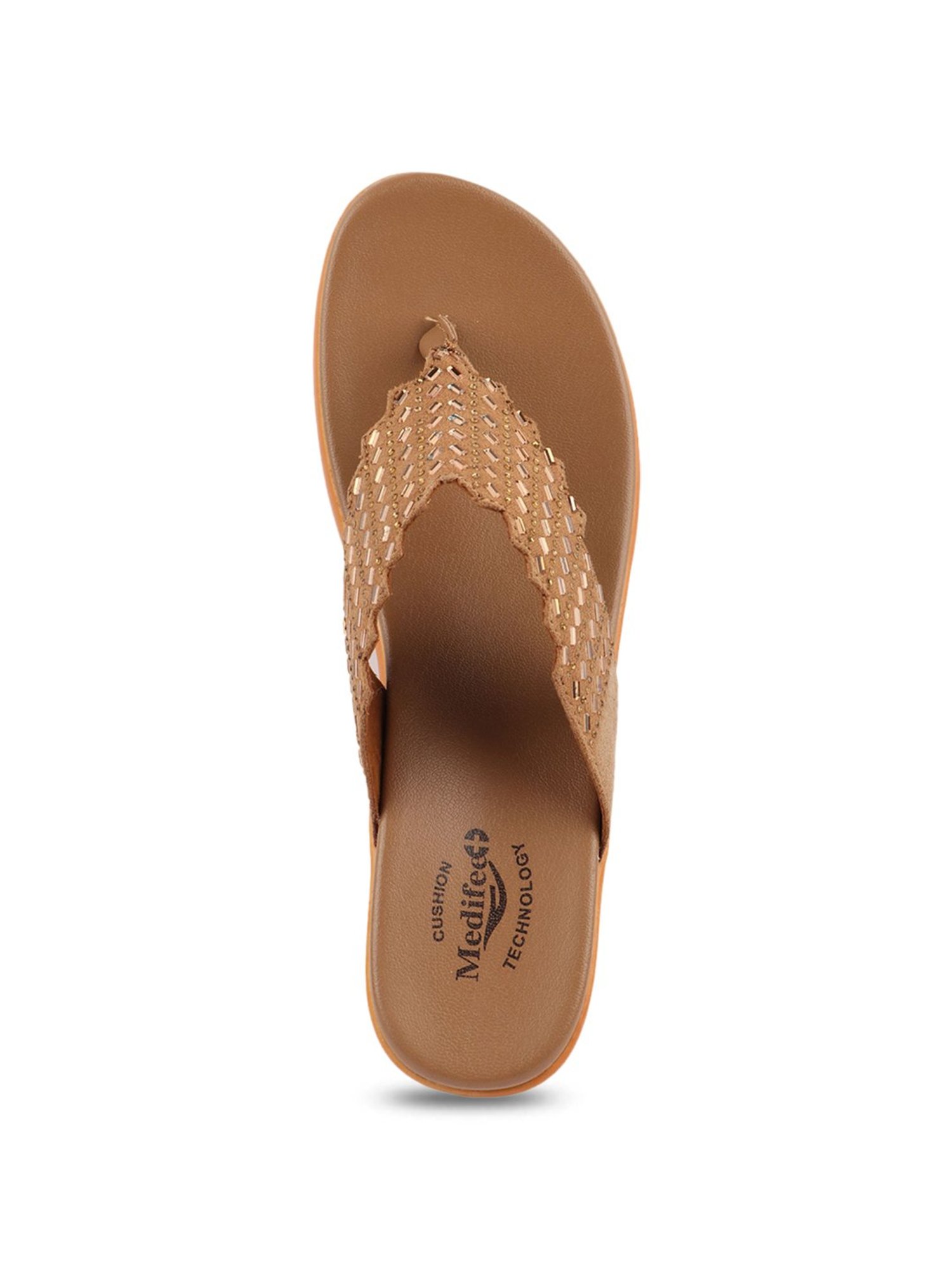 MediFeet Women's Beige Thong Wedges