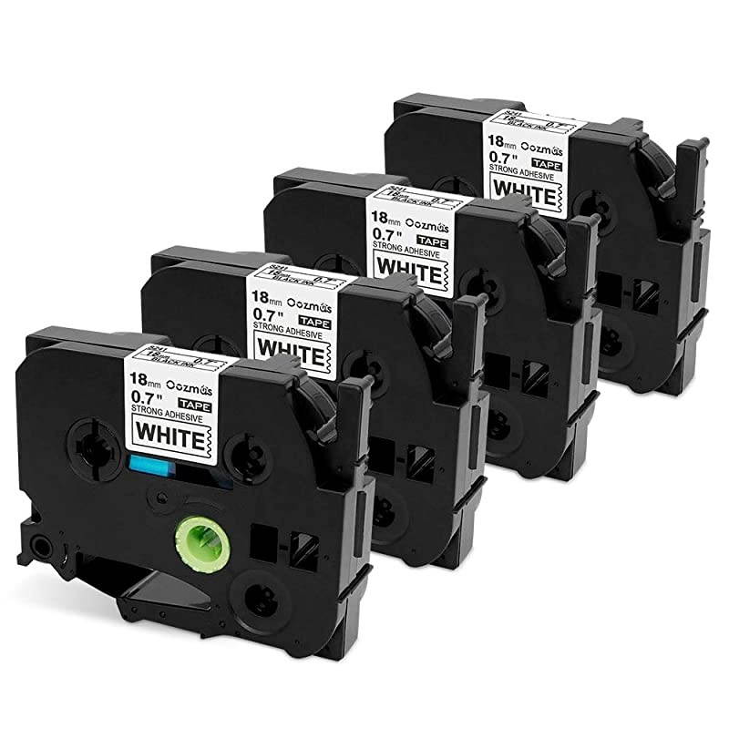 Compatible Label Tape Replacement for TZe-S241 TZ 18mm 0.7 Inch Black on White Extra Strength P-Touch Label Tape 3/4 Inch Work with Brother PT-D400, PT-D400AD, PT-D450 Label Maker, 4-Pack