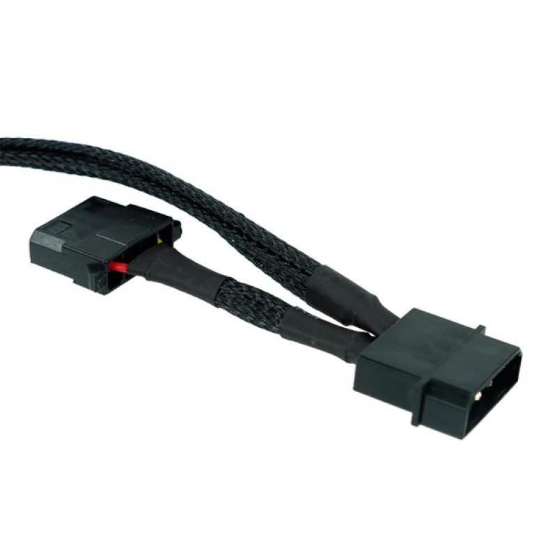 Phobya 4-Pin Molex to 2x 4-Pin PWM and 1x 3-Pin Fan - 30cm | Black (81130)