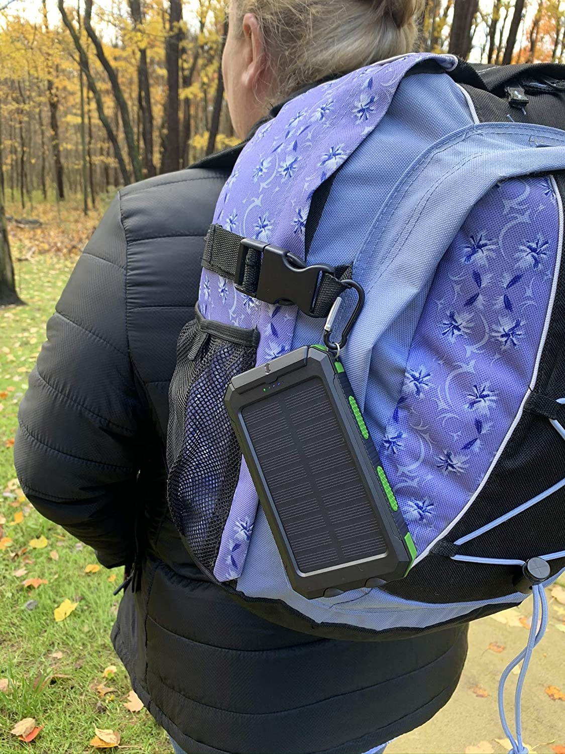 Waterproof Solar Cell Phone Charger USB Solar Battery Charger Solar Battery Pack Battery Backup Portable Power for with Protective Carry Case. 2 USB charging ports. Charging cord included.