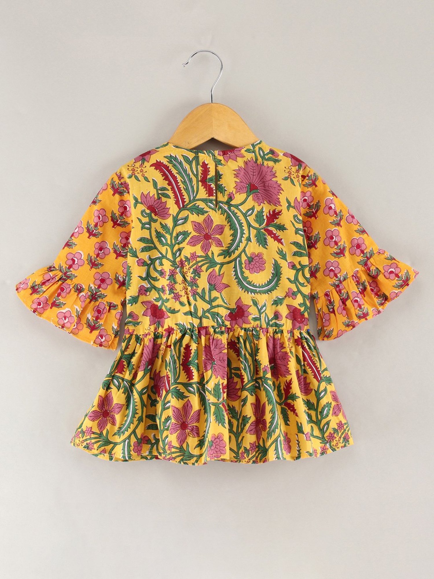 TWISHA Kids Yellow & Red Floral Print Top with Dhoti