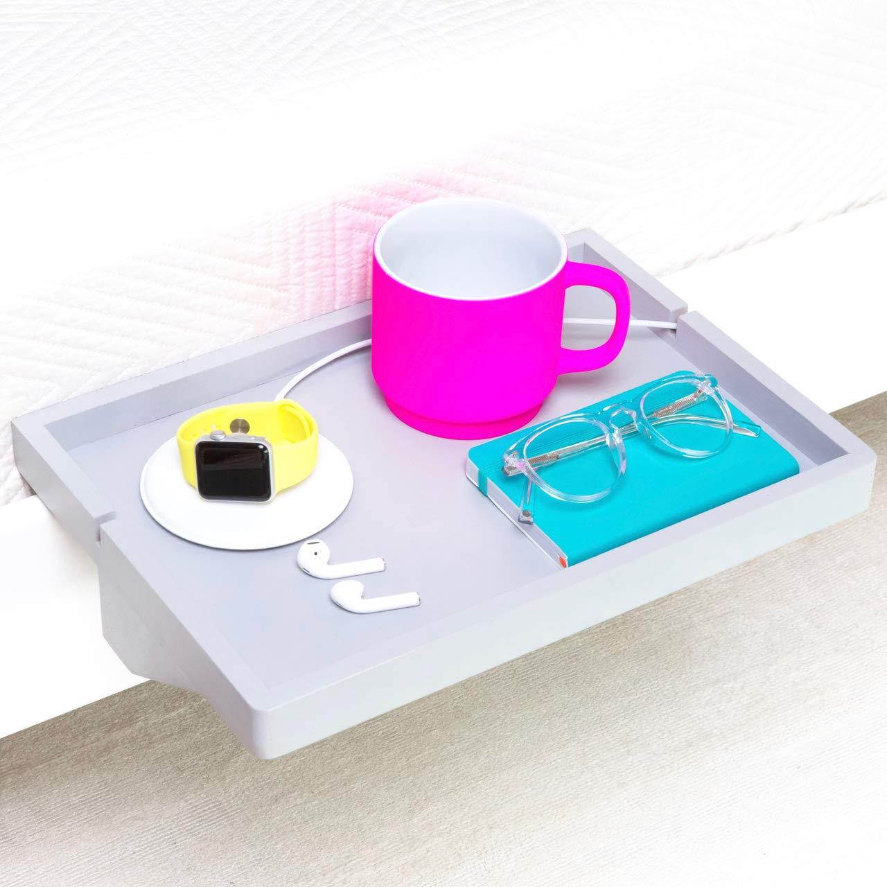 BedShelfie The Original Bedside Shelf - 9 Colors / 2 Sizes - AS SEEN ON Business Insider (Regular Size, Light Grey in Bamboo)