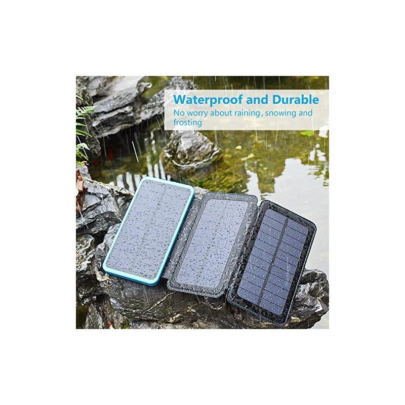 Solar Charger 24000mAh  Portable Solar Phone Charger with 3 Foldable Solar Panels and 2 High Speed Ports, Outdoor Solar Power Bank Compatible with Smartphones for Camping Hiking