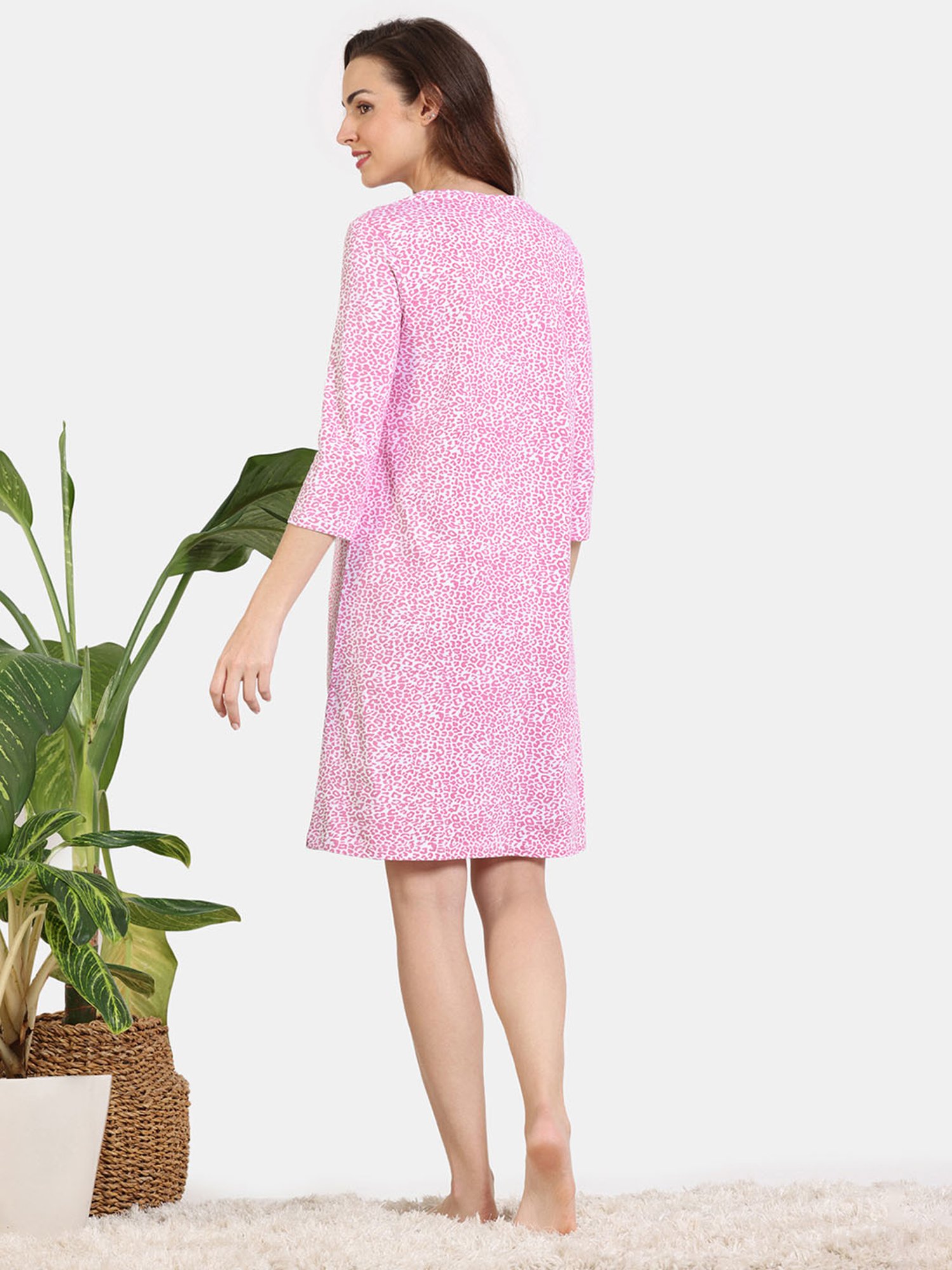 Zivame Pink Printed Night Dress