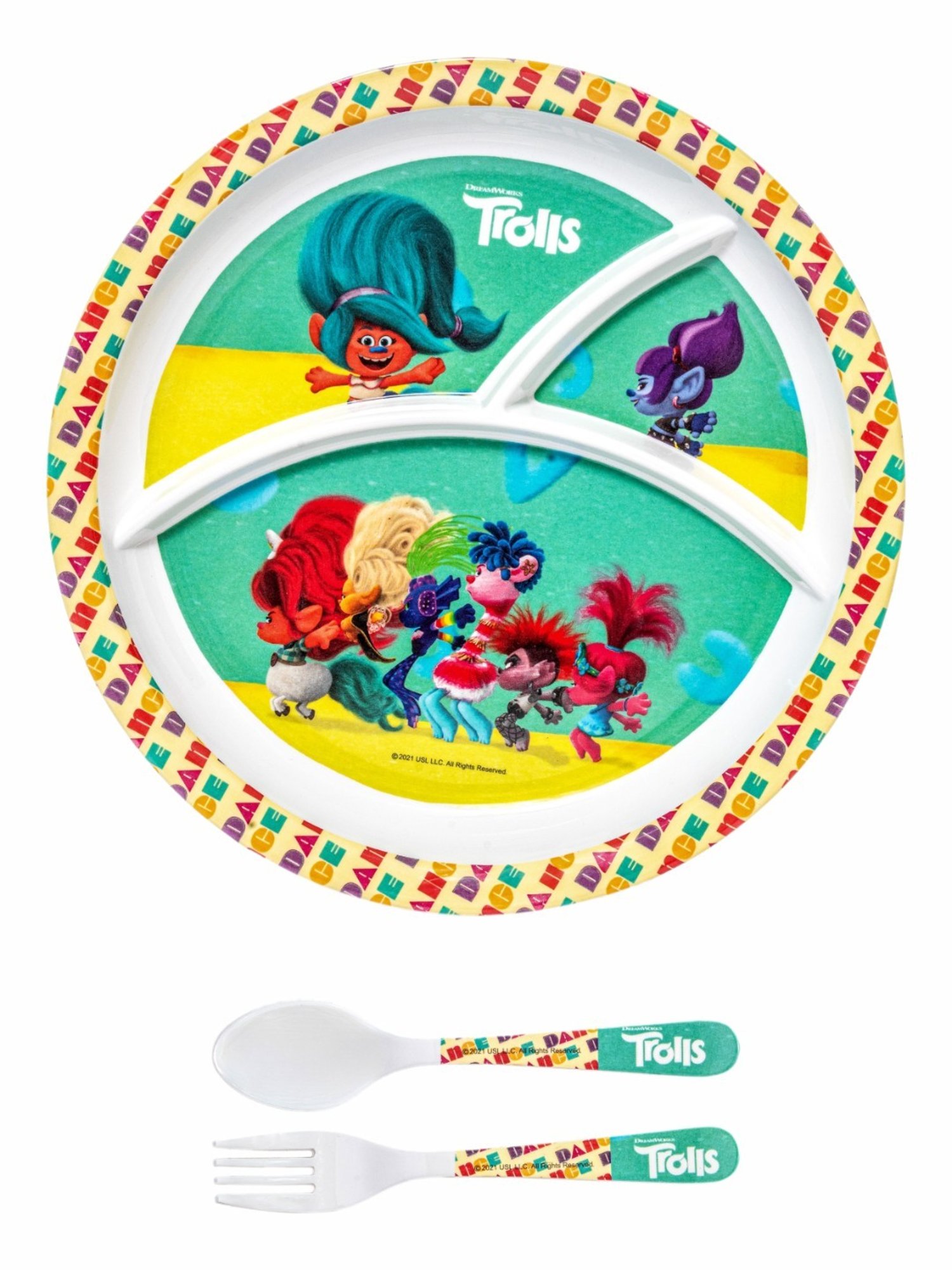 Servewell Multicolor Melamine Round Partition Plate - Set of 3