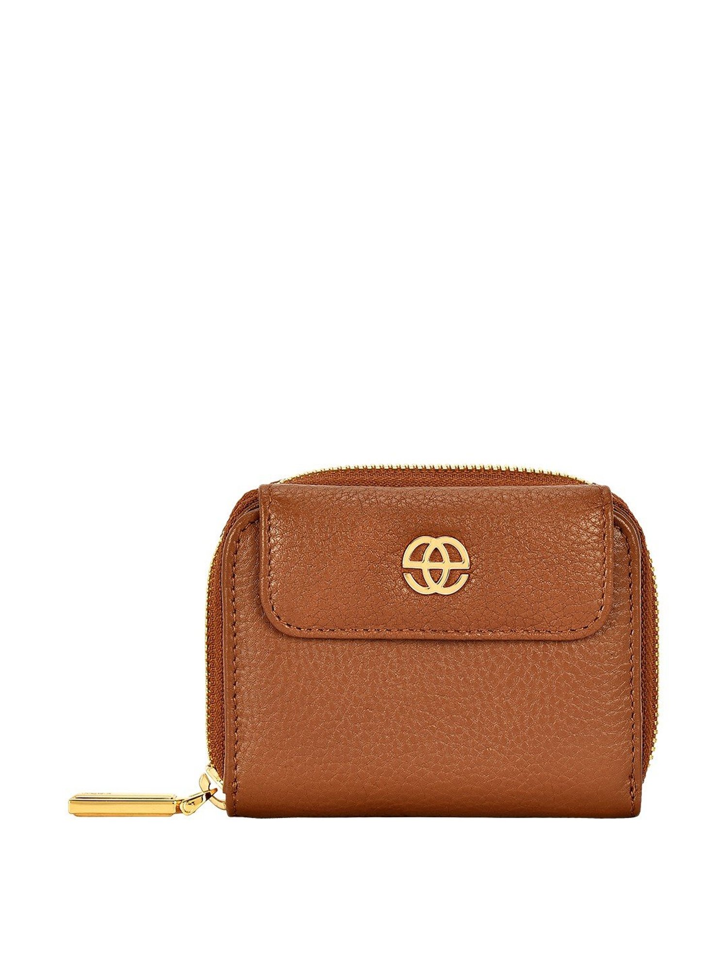 Eske Isa Brown Solid Zip Around Wallet for Women