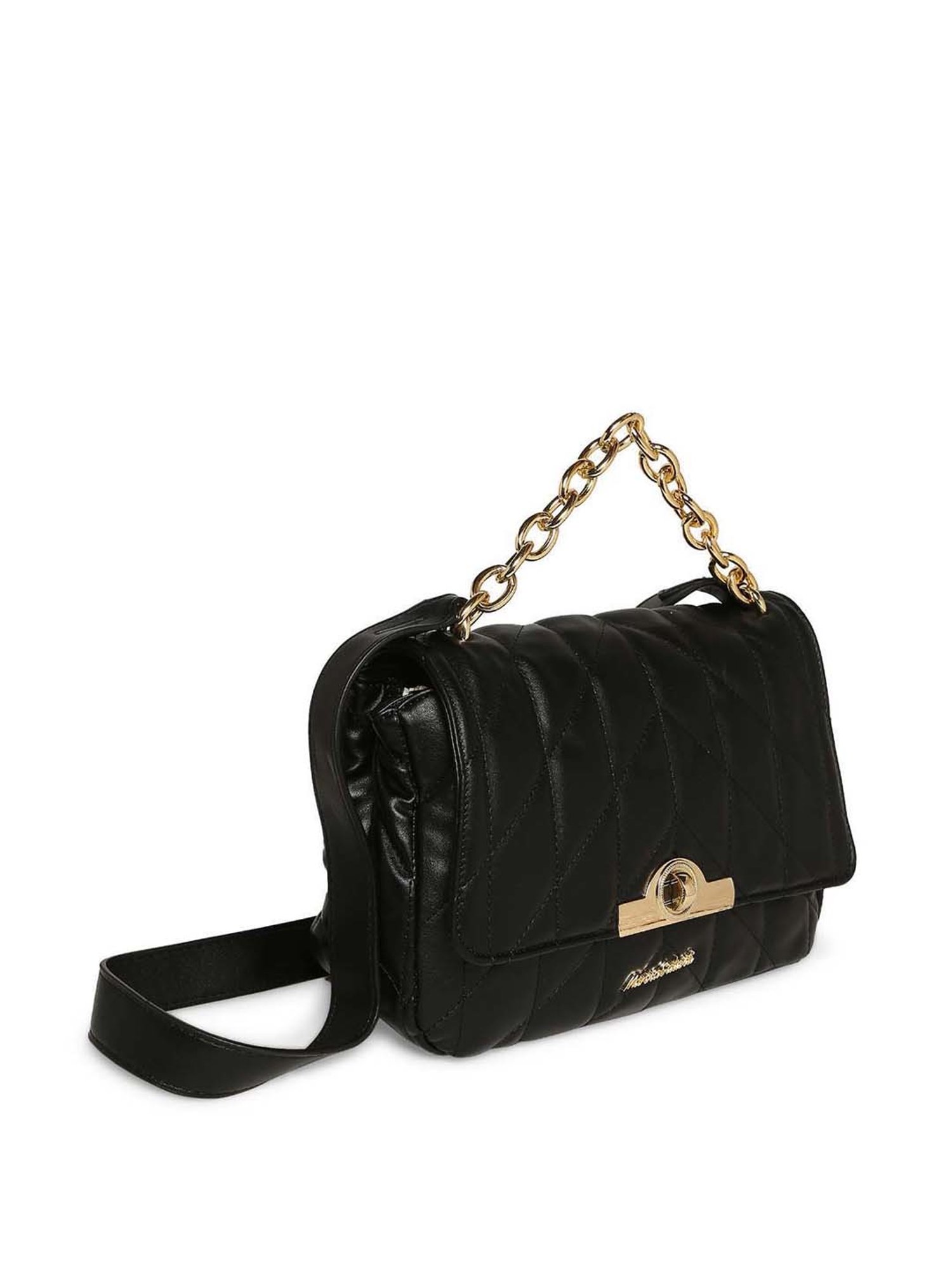 Marina Galanti Black Quilted Medium Satchel Handbag