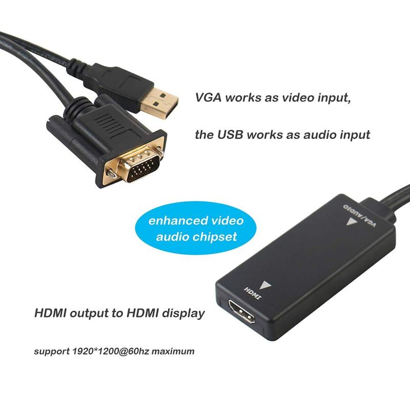 VGA to HDMI Werleo VGA Input to HDMI Ouput Adapter Converter with Audio Support and 1080P Resolution