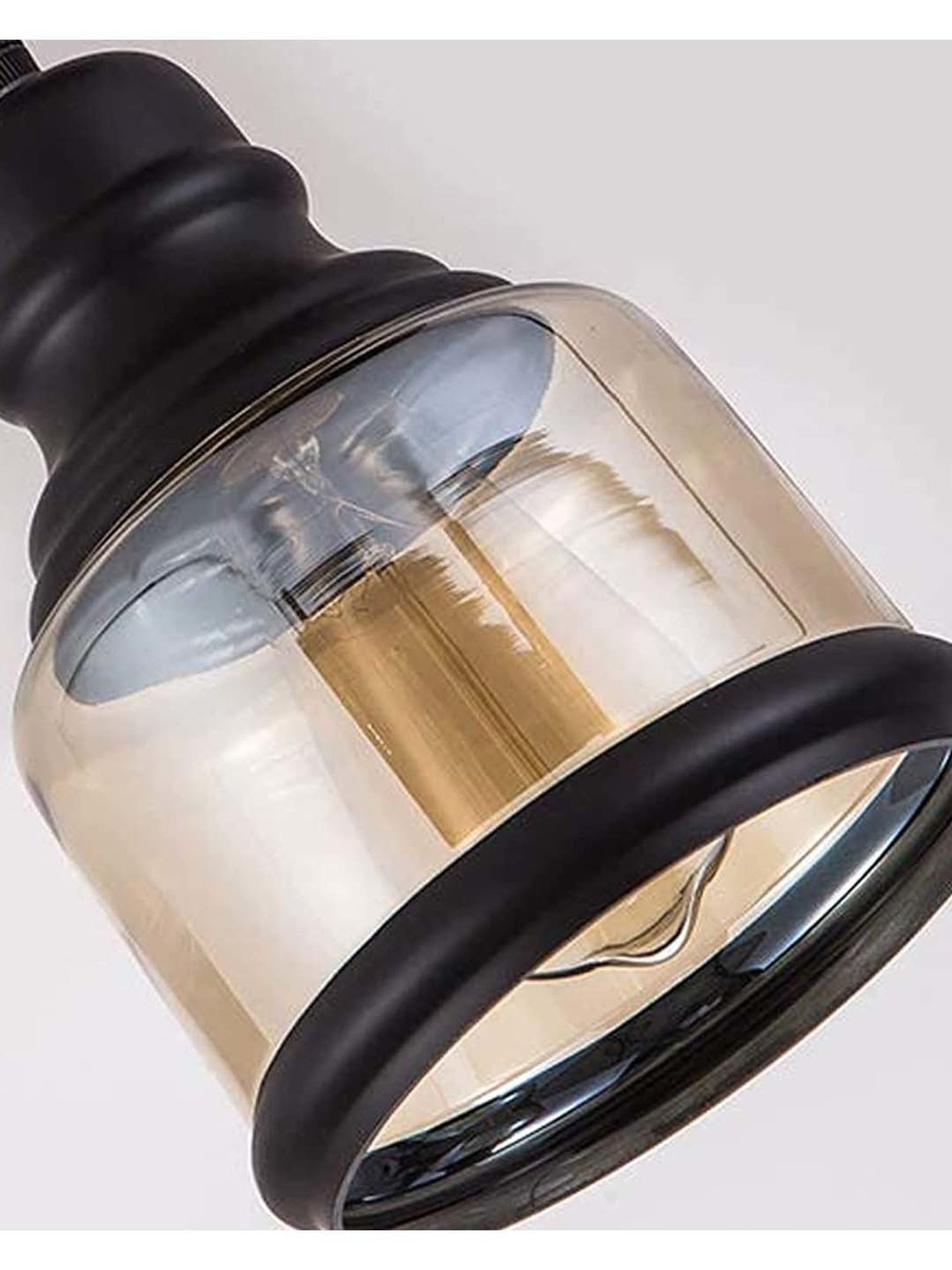 Homesake Amber Black & Transparent Glass Clylindrical Pendant Lamp (Bulb not included)