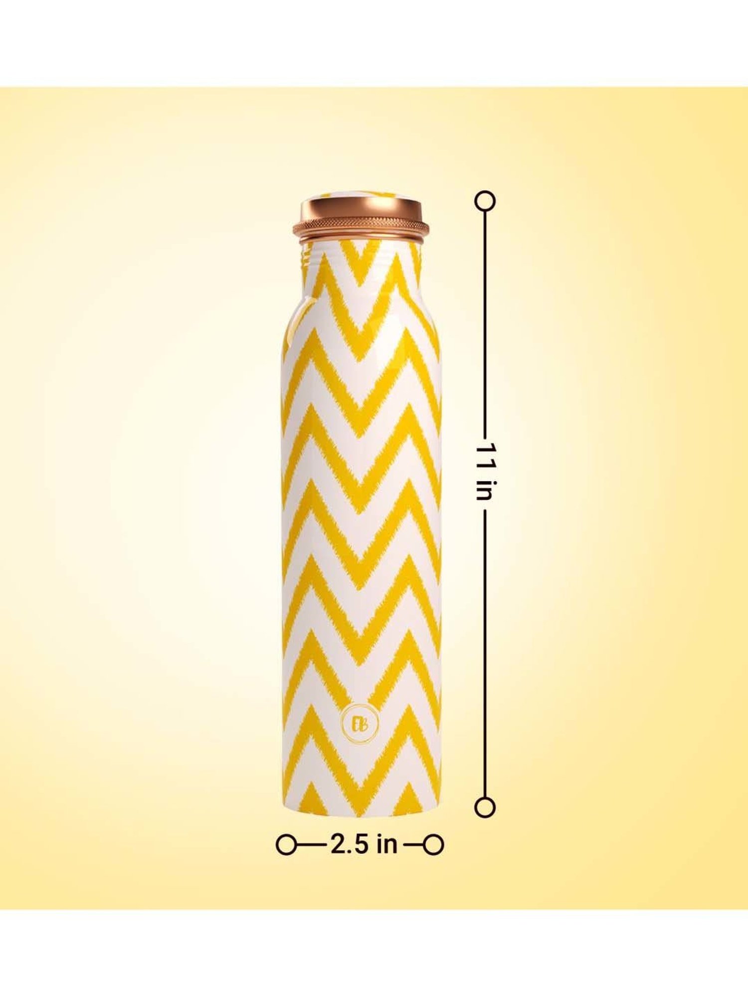 Everything Beautiful Yellow & White Copper Water Bottle - Standard (0.9 L)
