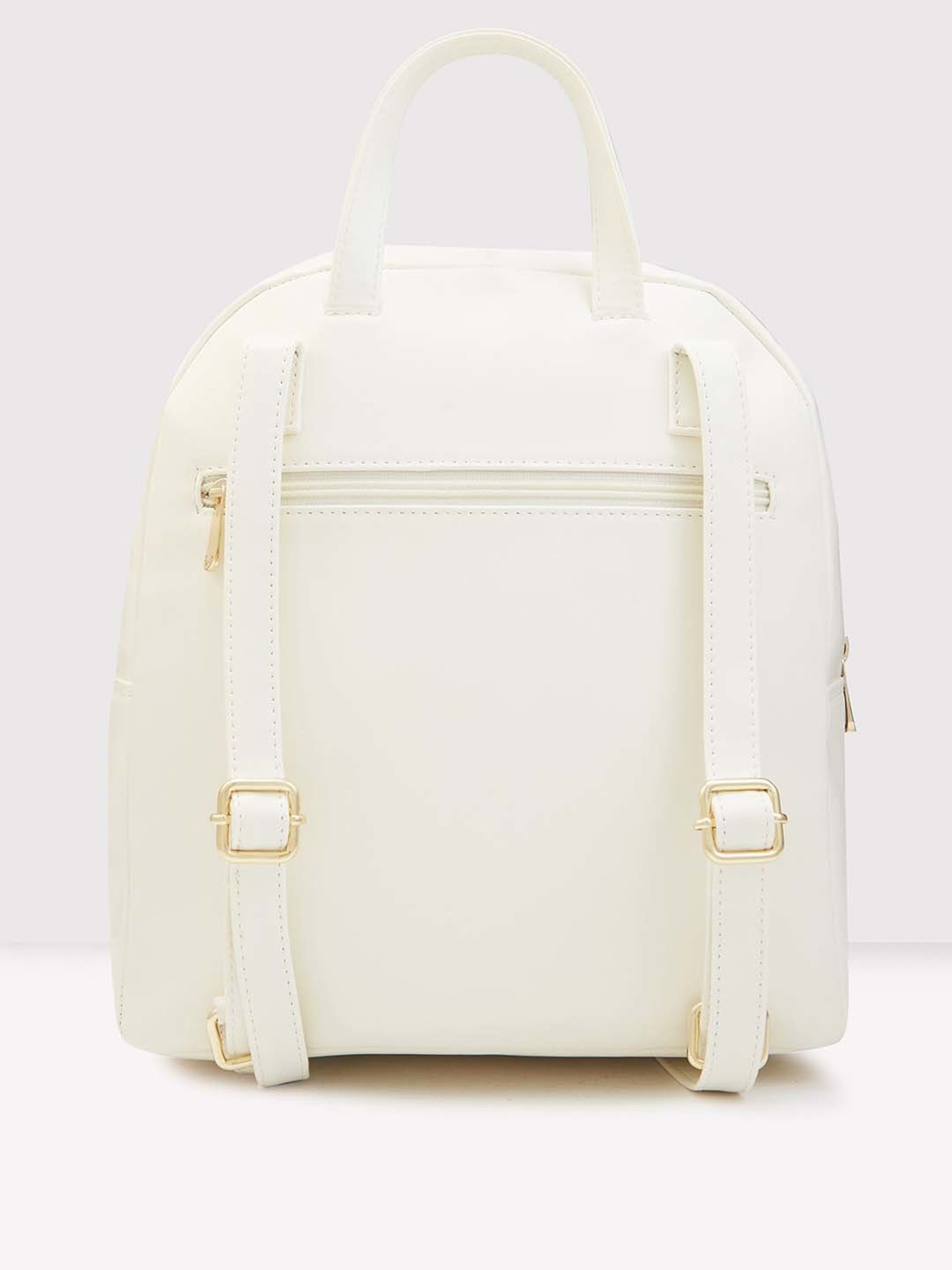 Caprese ZETA White Faux Leather Large Backpack