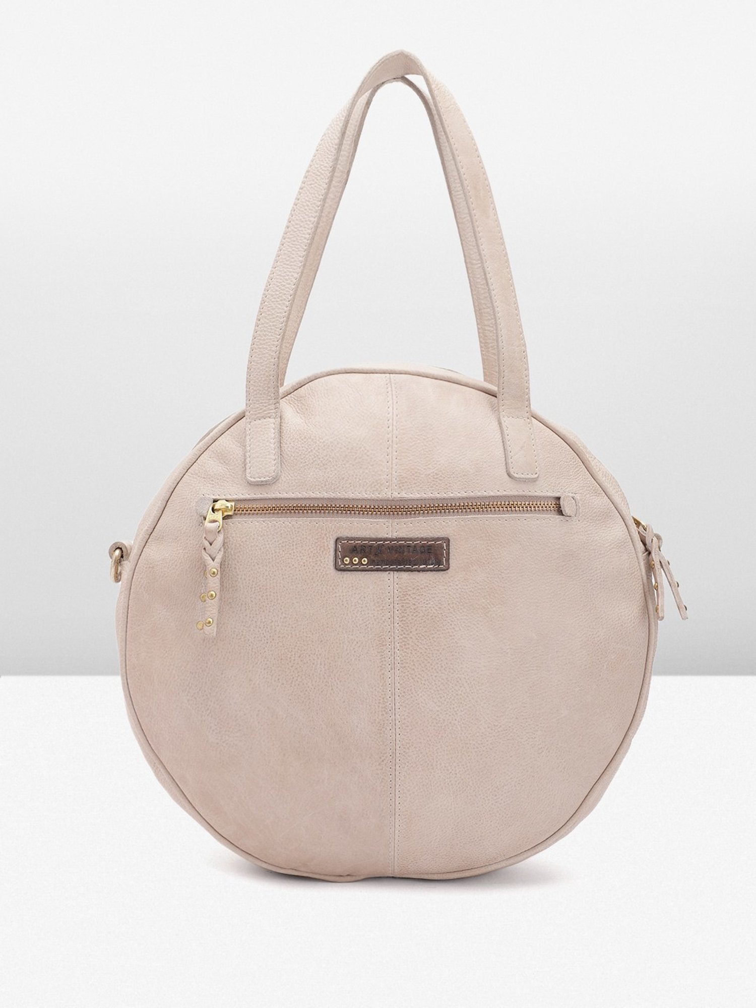 Art N Vintage Glory Beige Leather Textured Large Handbag