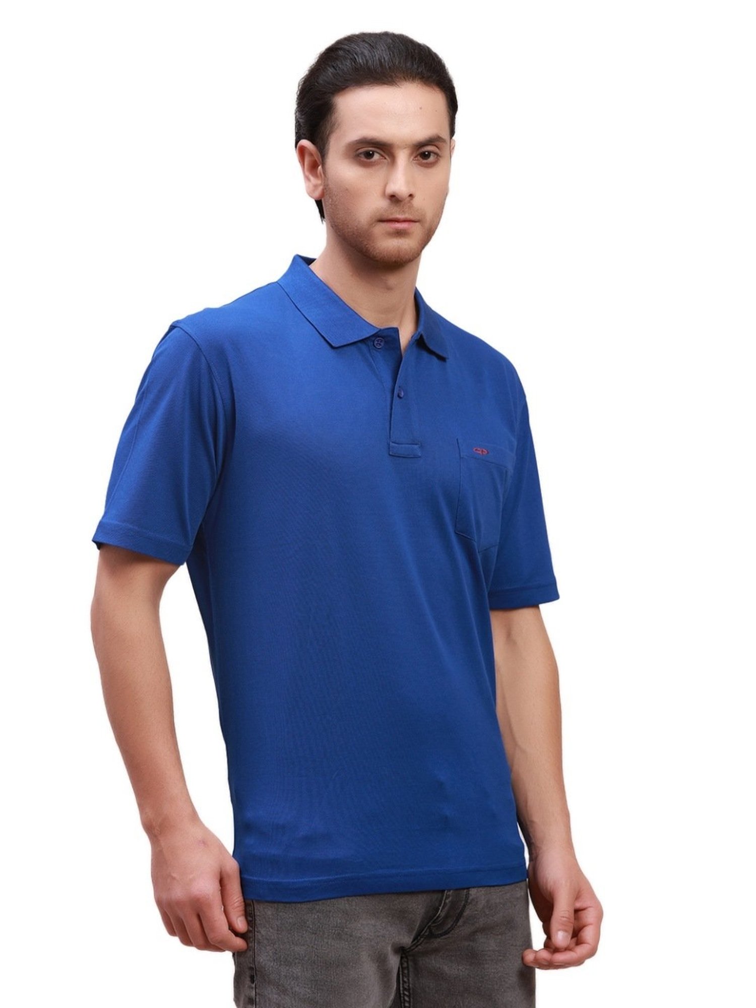ColorPlus Blue Cotton Classic Fit Polo T-Shirt