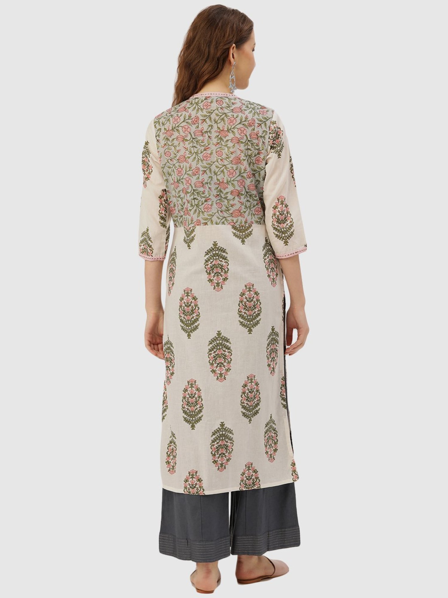 Saffron Threads Black Printed Straight Kurta