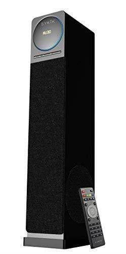 Sykik tower TSME26, high power 60W RMS Tower Speaker with Bluetooth, powerful 6.5 inch sub-woofer, Pair of 4 inch drivers, SD, USB AUX Jacks. FM radio and remote.
