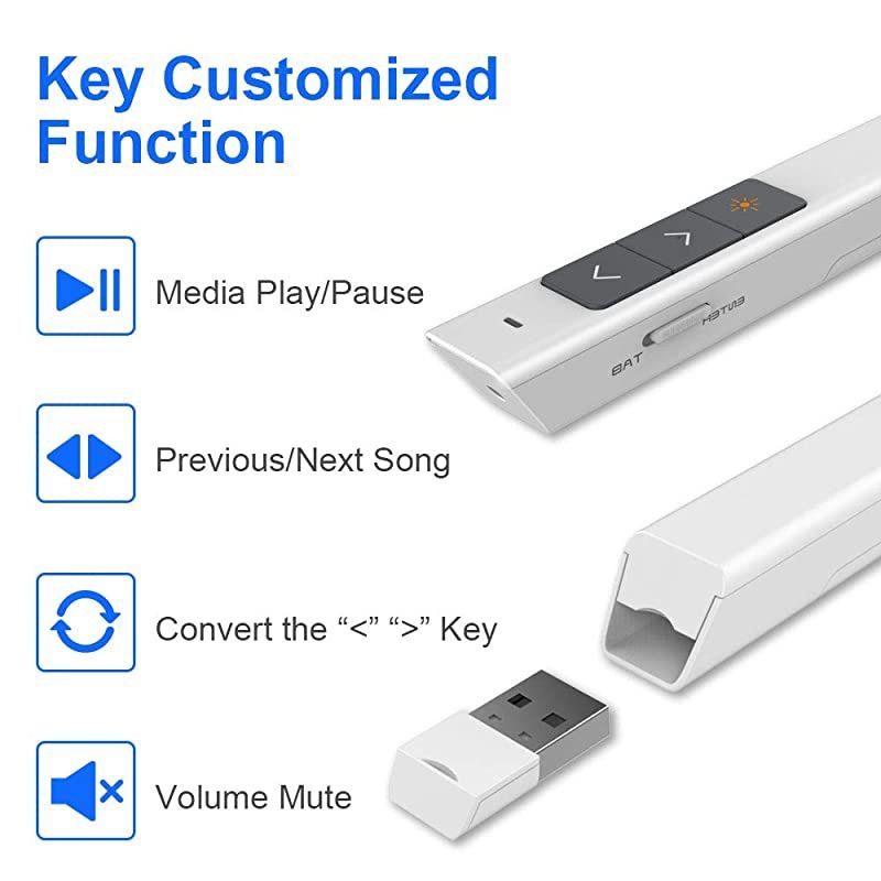 N26 Wireless Presenter with Laser Pointer 300 FT, 2.4GHz Presentation Clicker for Powerpoint Presentation, PPT Powerpoint Clicker for Presentation Remote Google Slide Clicker