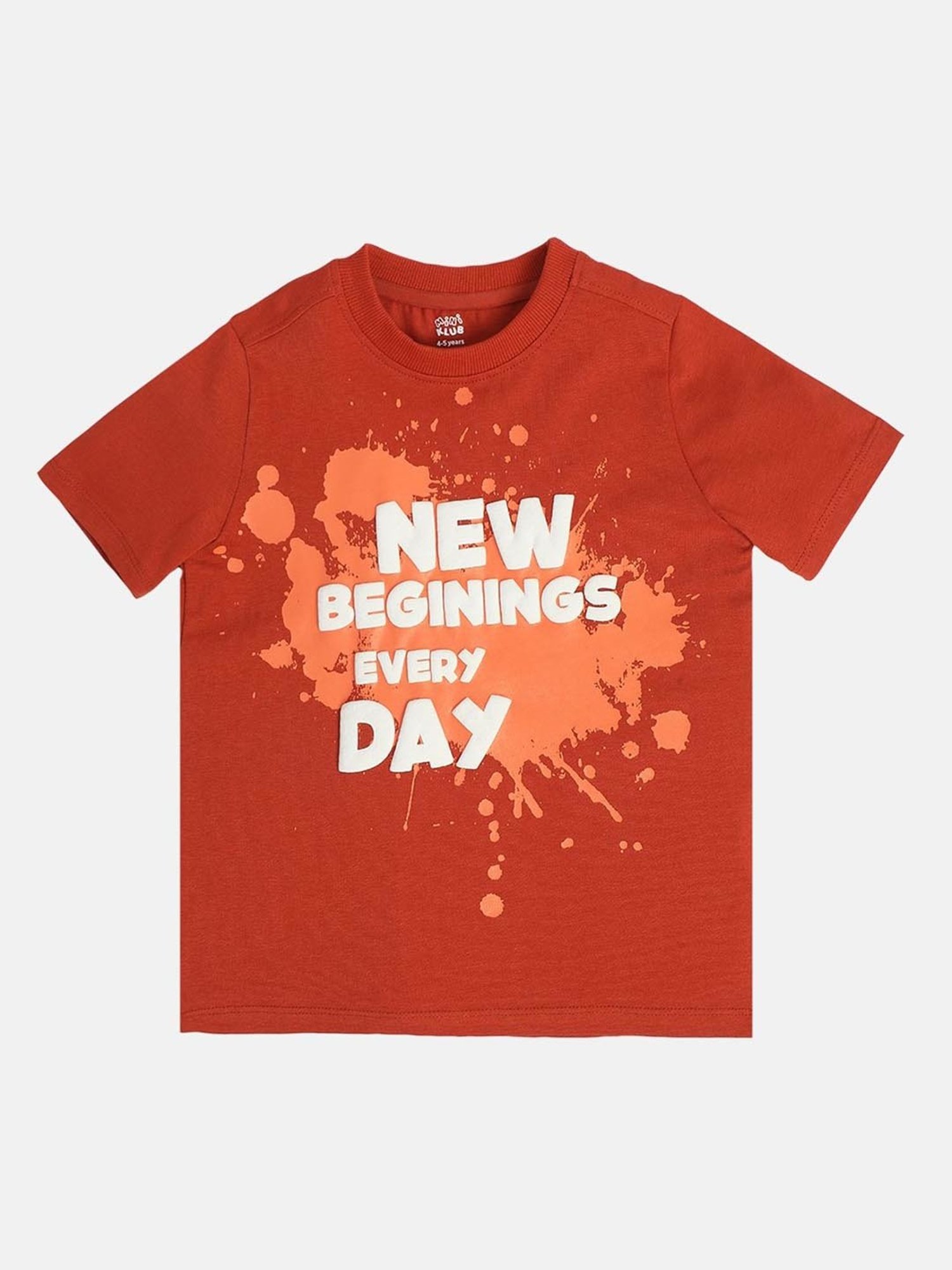 MINIKLUB Boys Rust Orange Cotton Printed Full Sleeves T-Shirt