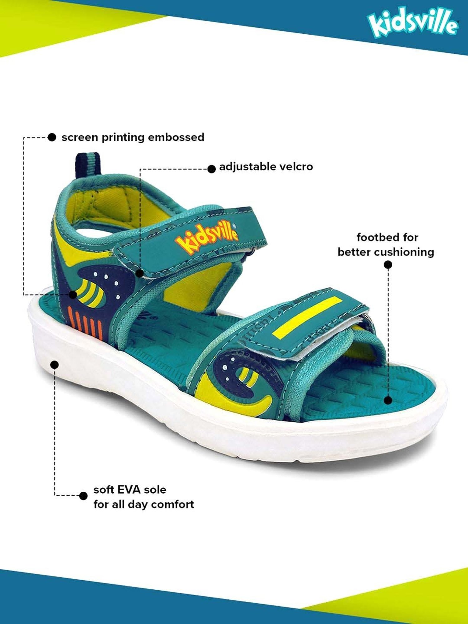 Kidsville Blue & Yellow Floater Sandals