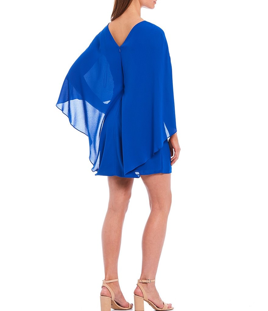 R & M Richards Faux Wrap V-Neck Embellished Waist Short Sleeve Dress