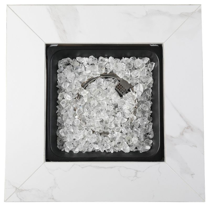 Endless Summer All Weather Outdoor Fire Pit with Faux Marble Finish, White Glass