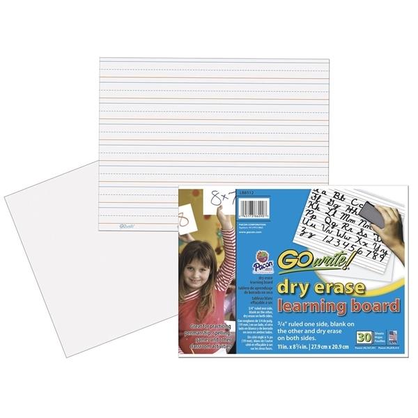 GoWrite!&reg; Dry Erase Learning Board - Dry-erase, Two-Sided, 3/4" Rule/Plain - 11" Width x 8.25" Height - White Surface - Rectangle - No - 30 / Pack