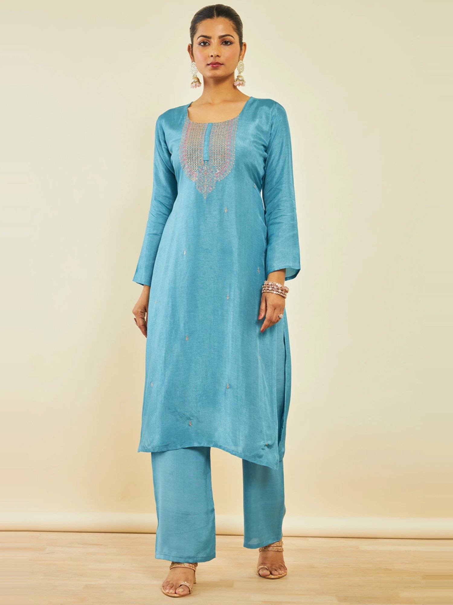Soch Powder Blue Embroidered Unstitched Dress Material
